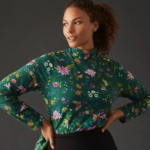 Anthropologie Maeve Printed Turtleneck Top